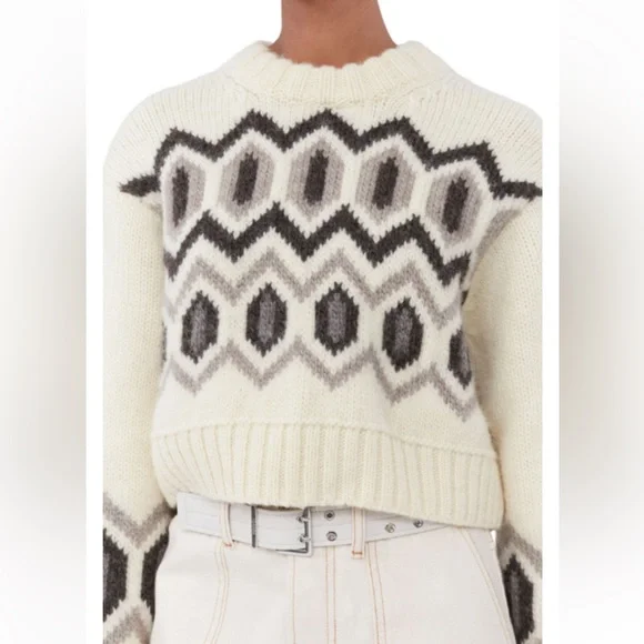 Ganni Chunky Graphic Cropped Sweater, Small - Picture 4 of 7